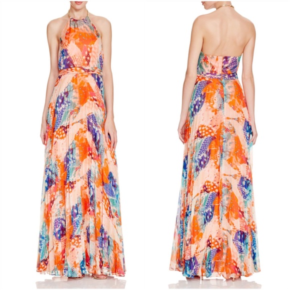 Pleat Gauze Halter Gown LAUNDRY BY SHELLI SEGAL - Picture 8 of 8